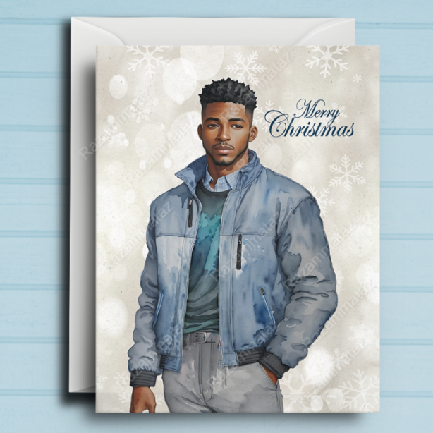Black Man V Christmas Card